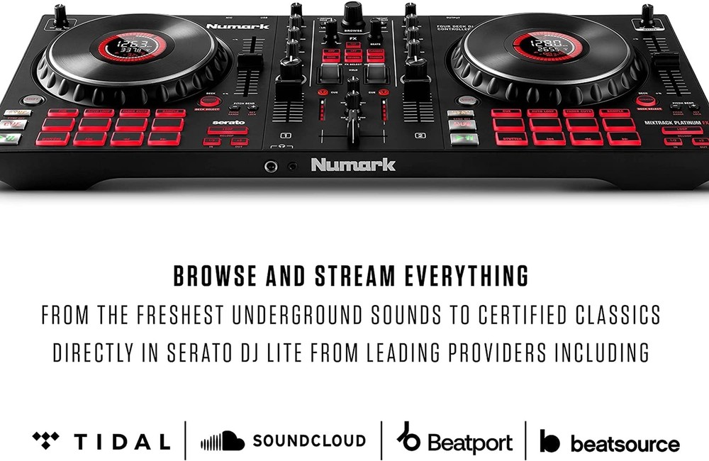 DJ Controller Bundle - DJ Set with 4 Decks, DJ Mixer, Audio Interface, Jog Wh...