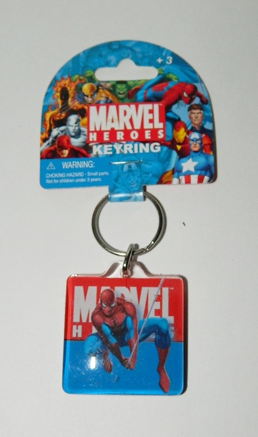 Marvel Comics Spider-Man Swinging on His Web Lucite Key Ring Keychain NEW UNUSED
