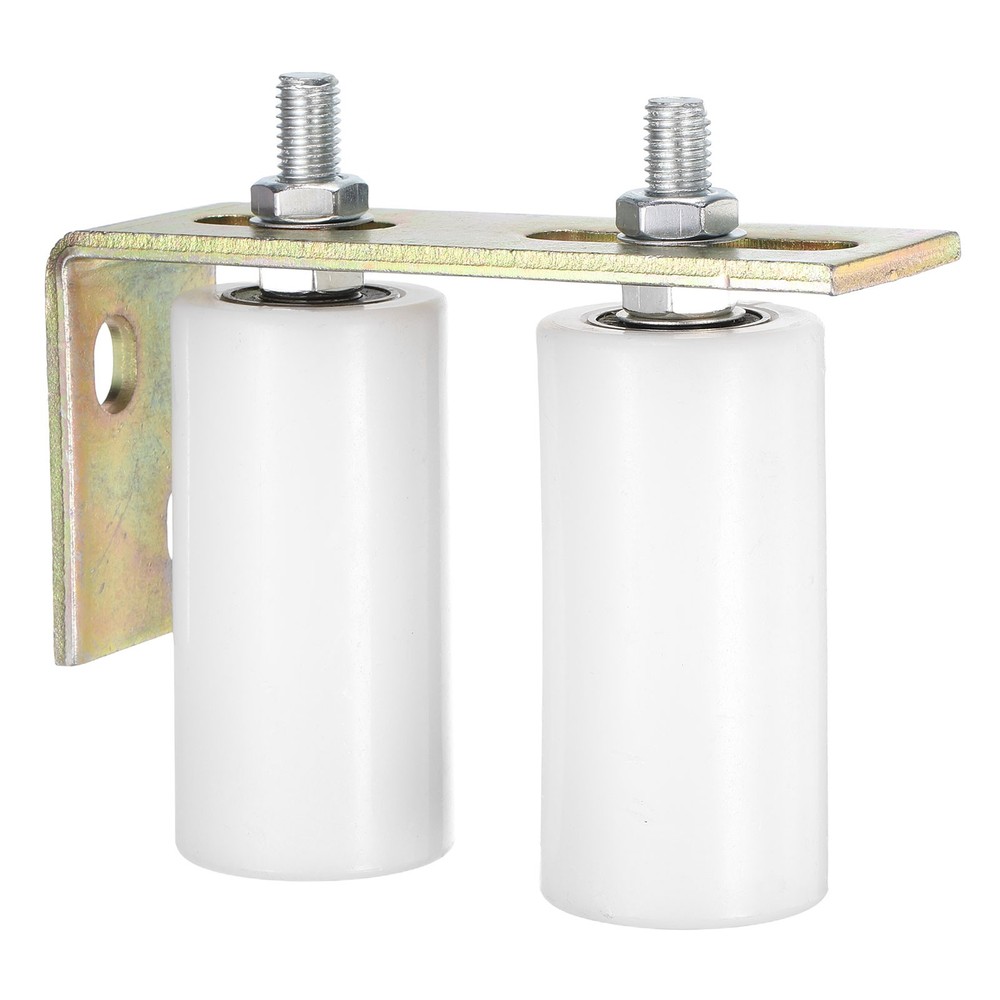1Set Slide Gate Guide Roller, 4" Nylon Gate Support Rollers with Bracket, White