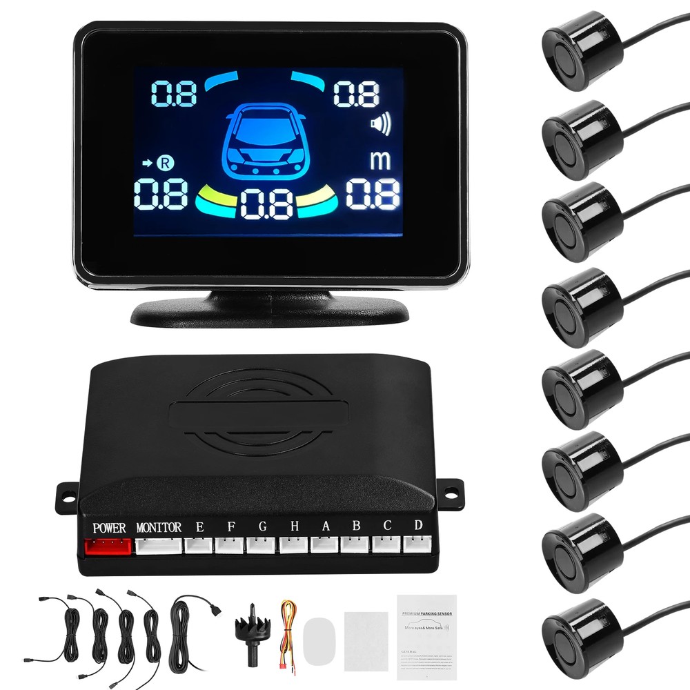Car Parking Sensor Reversing Radars System Front & Rear with 8 Parking Sensors