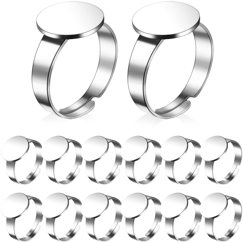 20 Pcs Adjustable Finger Rings Settings Bases with Blanks for Making Rings