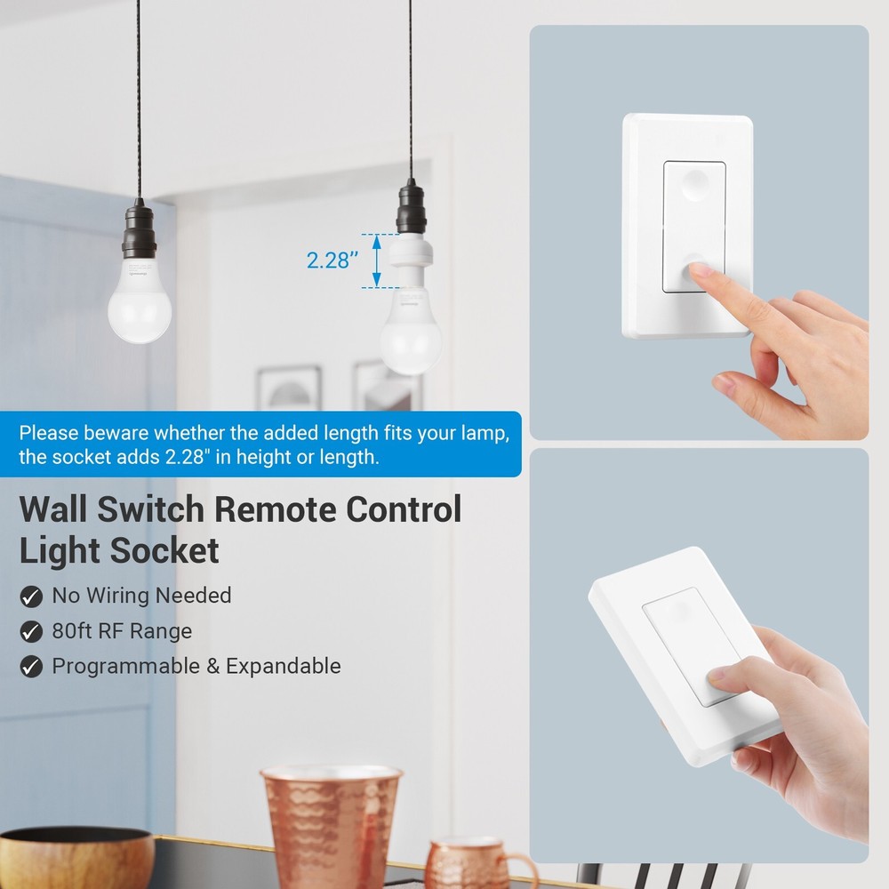 DEWENWILS Wireless Remote Control Light Socket Light Switch for Light Fixtures