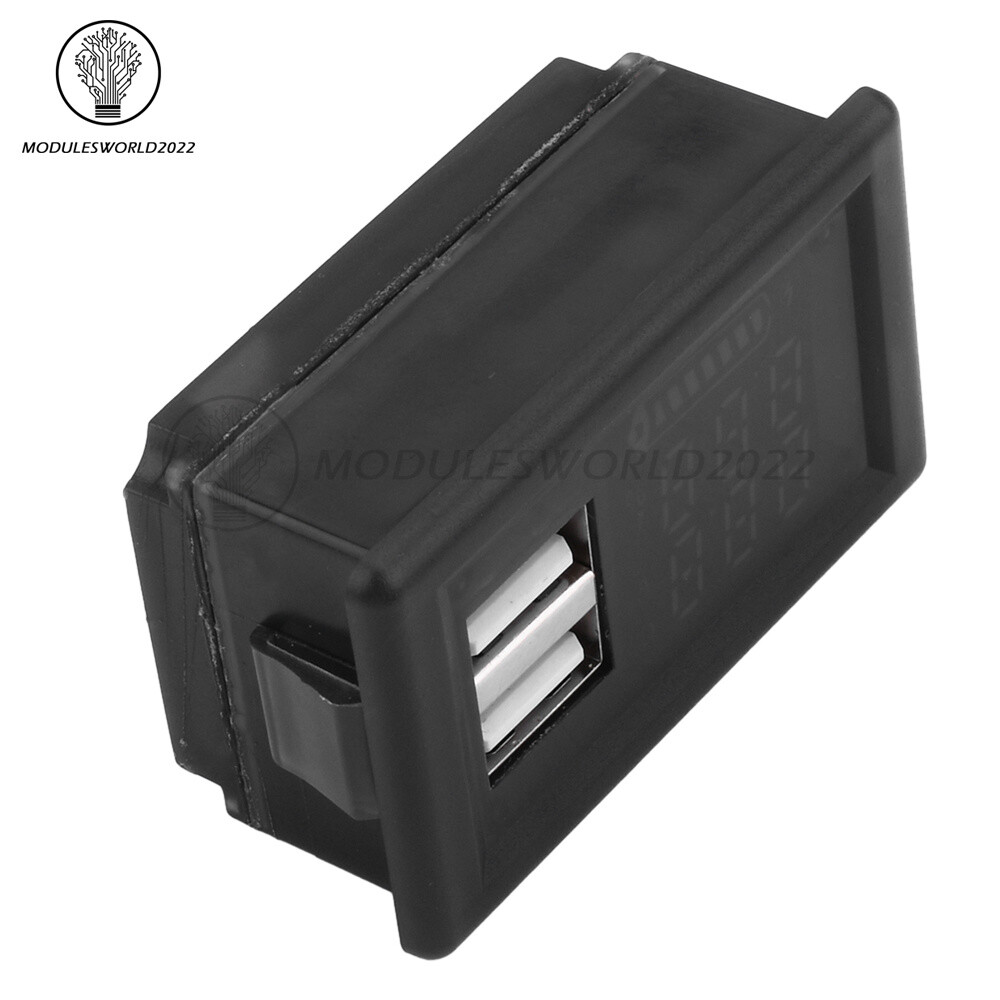 DC9-24V Battery Capacity Indicator USB Type-C LED Dual Digital Car Voltmeter