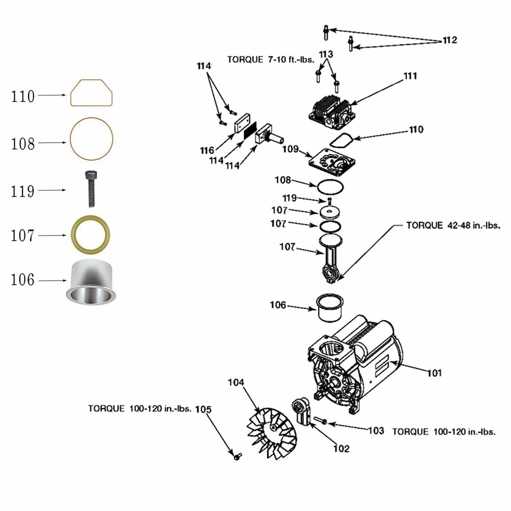 K-0650 Air Compressor Cylinder & Ring Replacement Kit for DeVilbiss