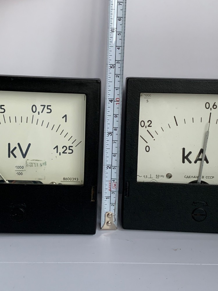 Vintage ammeter Soviet Voltmeter Industrial design Bakelite case 2pcs