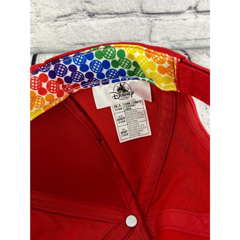 Walt Disney Mickey Mouse Ears Rainbow Pride Adjustable Hat Cap Red