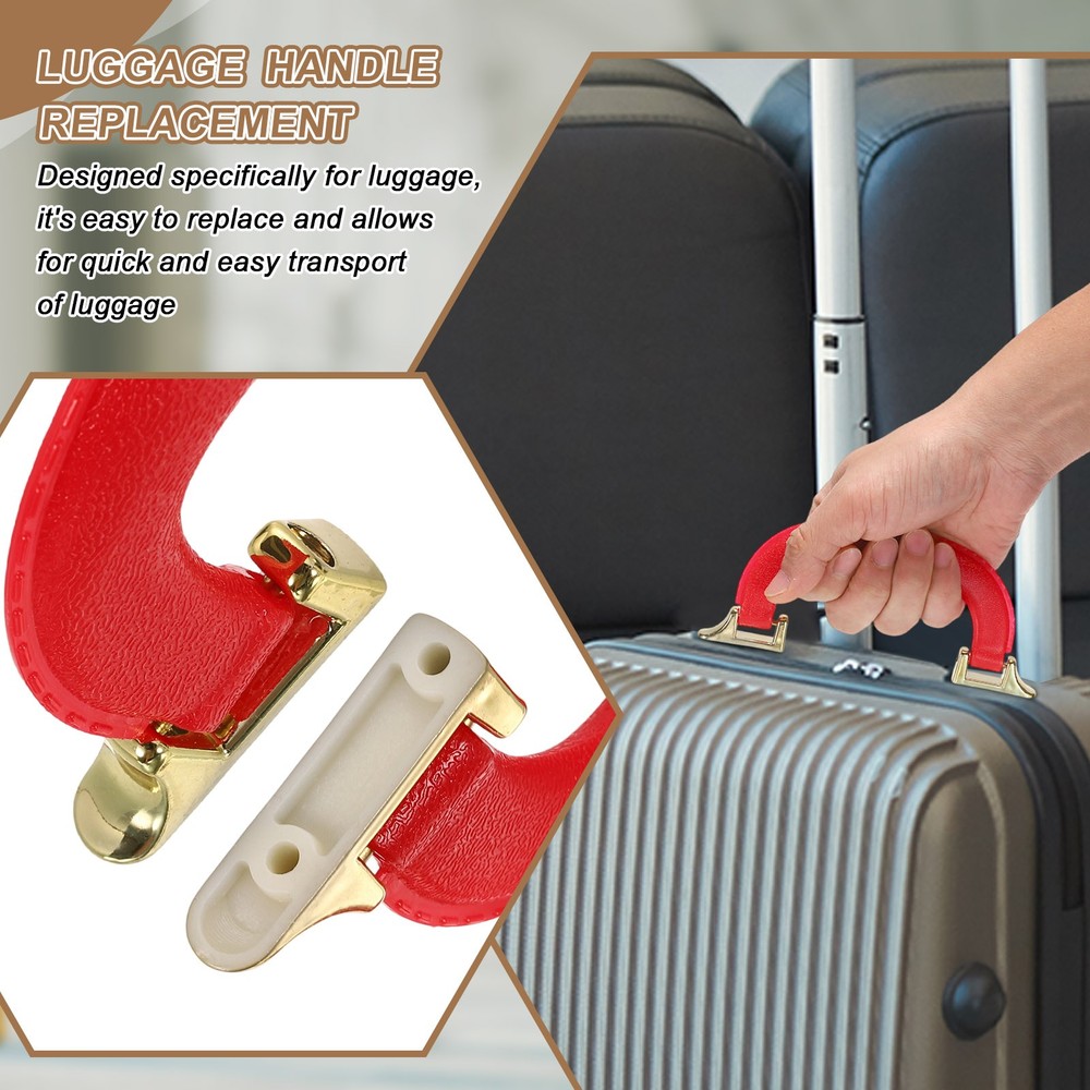 2Pcs Luggage Handle Plastic Pull Handle Grip Replacement with Screws Red