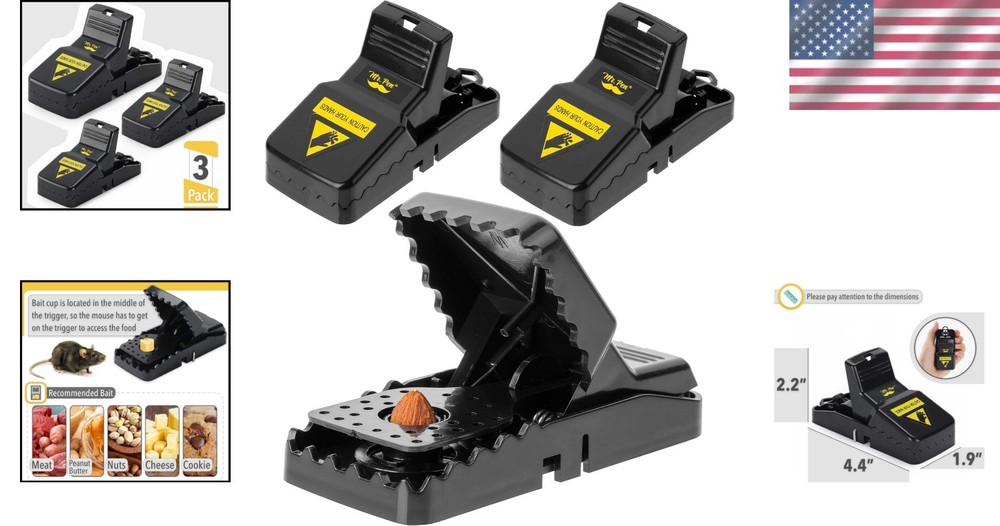 3-Pack Reusable Mouse Traps for Quick Pest Control | Easy No-Touch Design