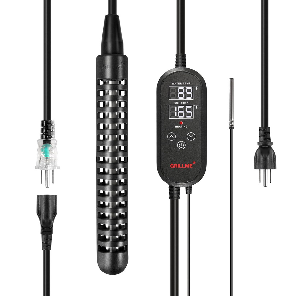 GRILLME 1500W Immersion Water Heater with Intelligent Temperature Controller,Ful