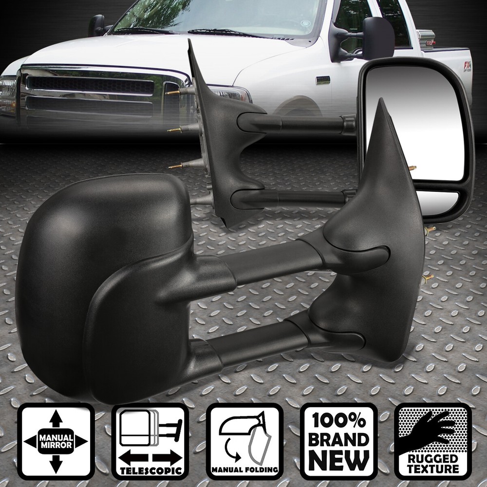 FOR 03-14 FORD E150 E250 ECONOLINE MANUAL EXTENDABLE SIDE TOW TOWING MIRROR PAIR