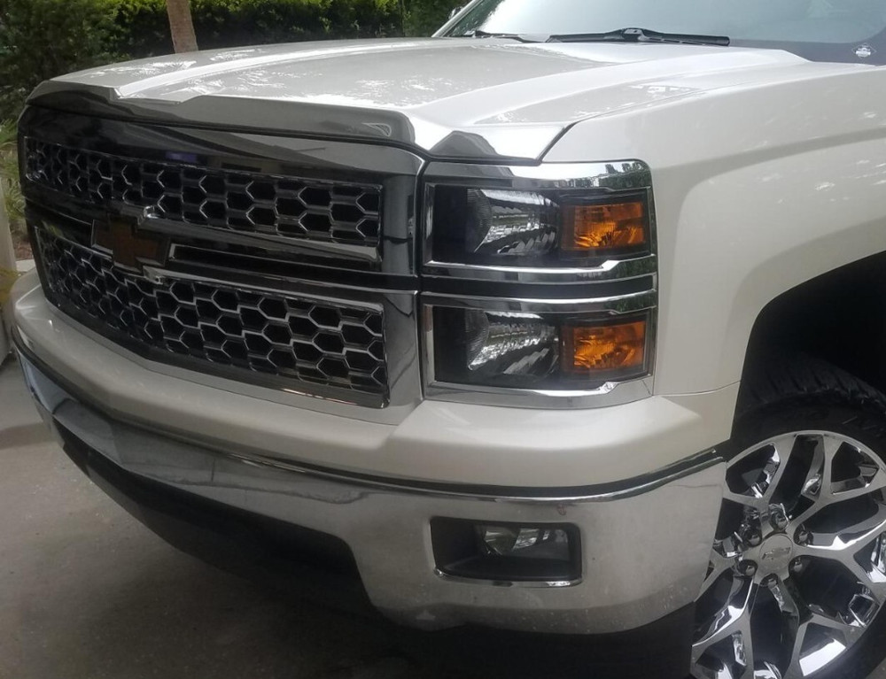Chrome Aeroskin Hood Protector Bug Shield Deflector for 2014-2015 Silverado 1500