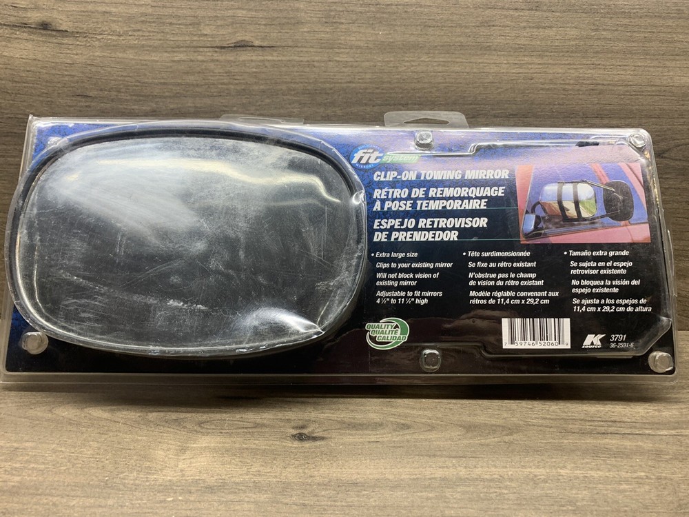 K-Source Fit System 3791 Universal Clip-on Trailer Towing Mirror - Black