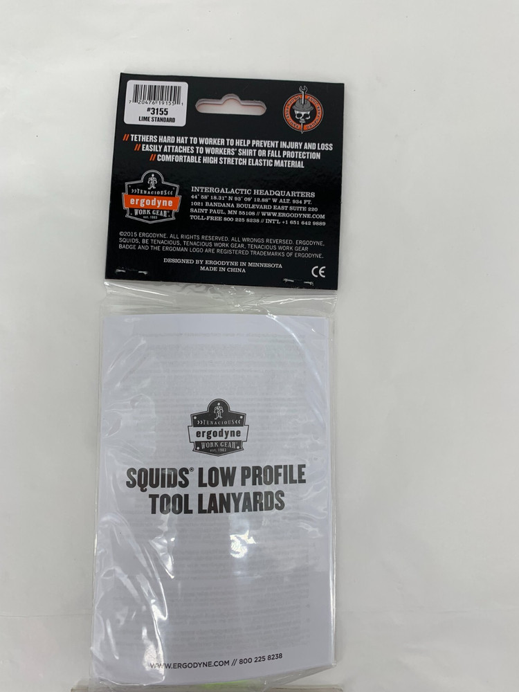 Ergodyne Squids 3155 Hardhat Elastic Lanyard w/Clamp
