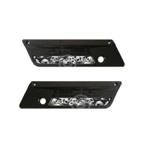 Grey Skull Pile - Saddlebag Latch Reflector Insert Decals for 93-13 Harley
