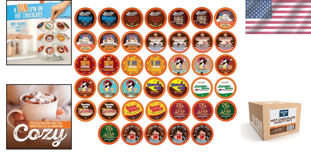 Assorted Hot Chocolate Pods Sampler Pack, 2.0 Keurig, 40 Ct