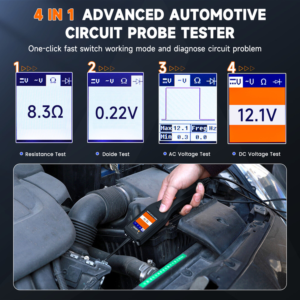 ANCEL PB50 Circuit Probe Test Electrical Diagnostic Short Finder Dual Flashlight