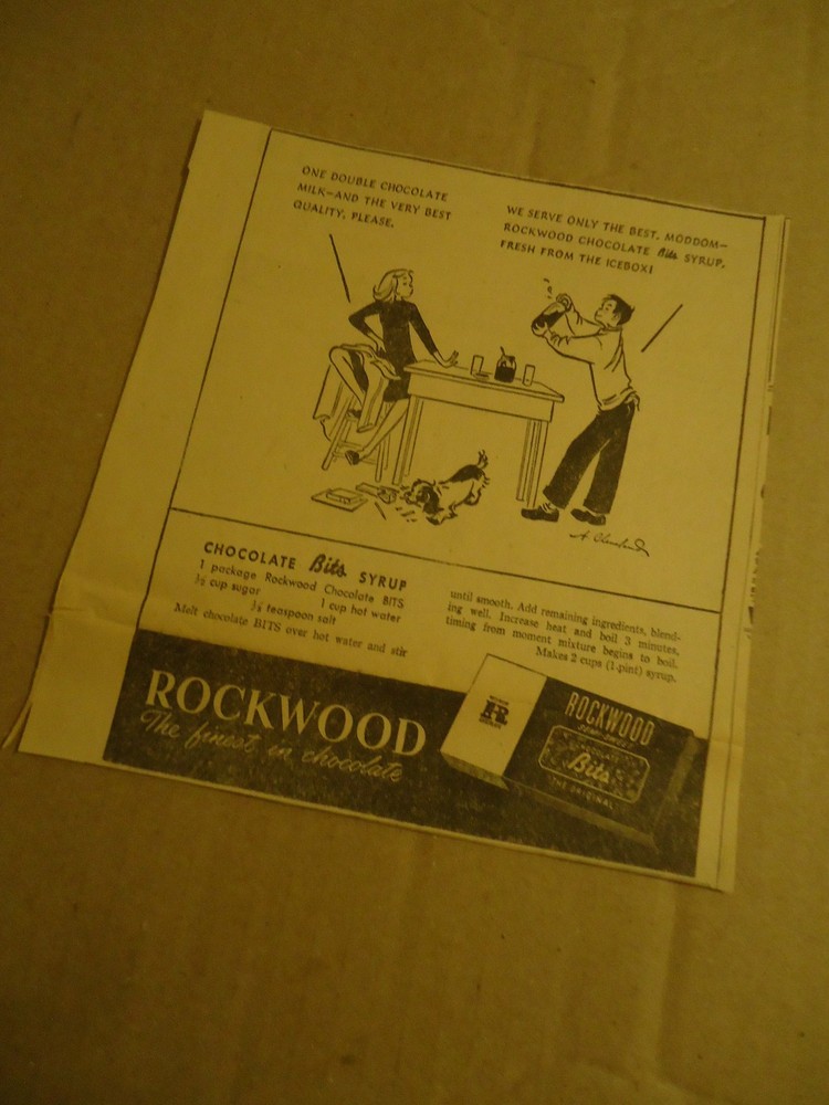 Rockwood Chocolate Bits 1947 newspaper ad
