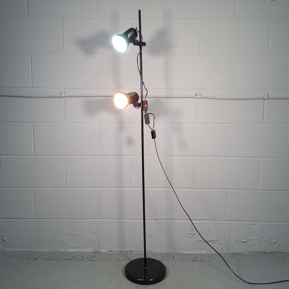 Adjustable Twin Spot Light Floor Standing Lamp Black Retro