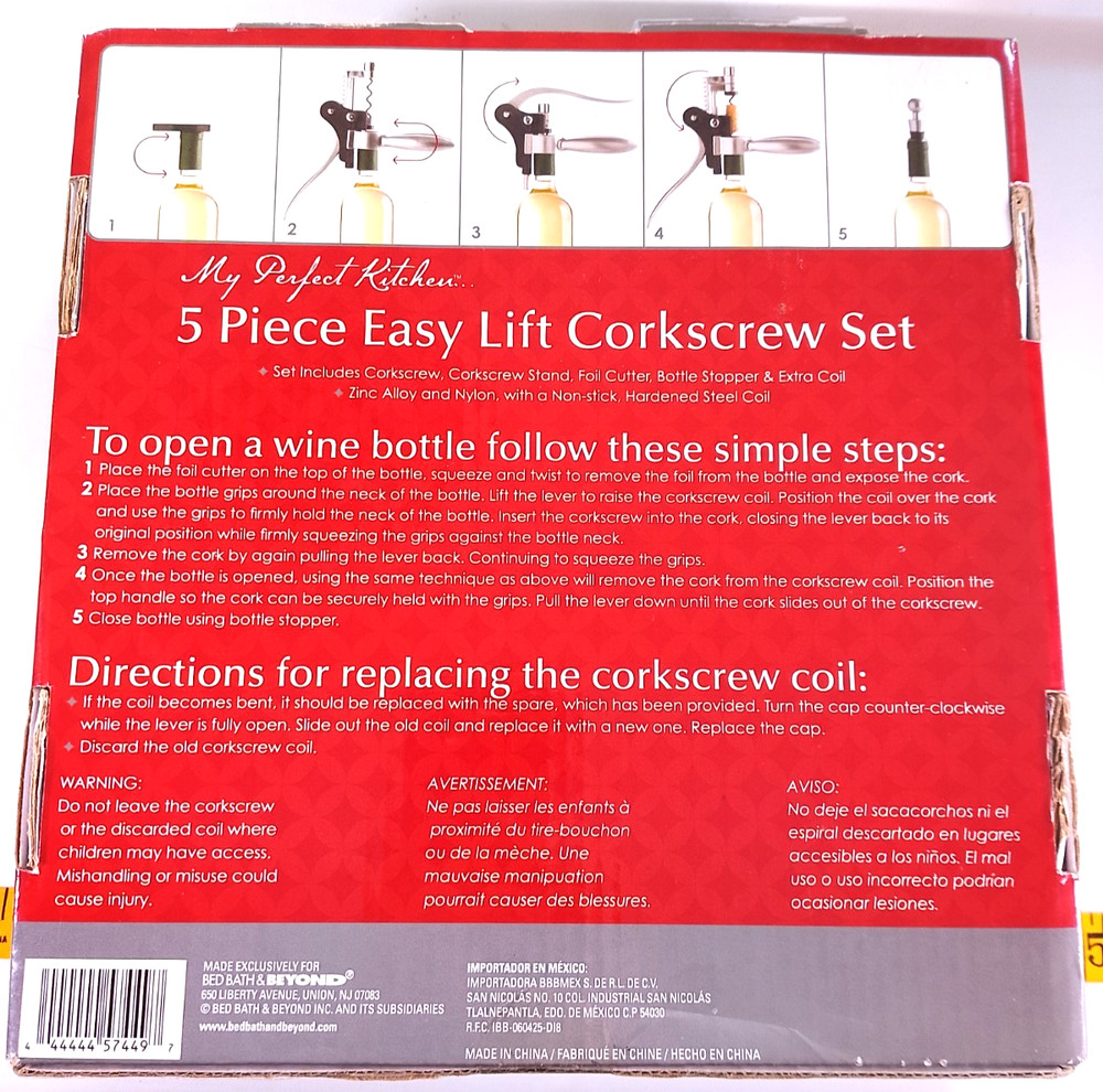My Perfect Kitchen 5 piece easy lift corkscrew set in original box