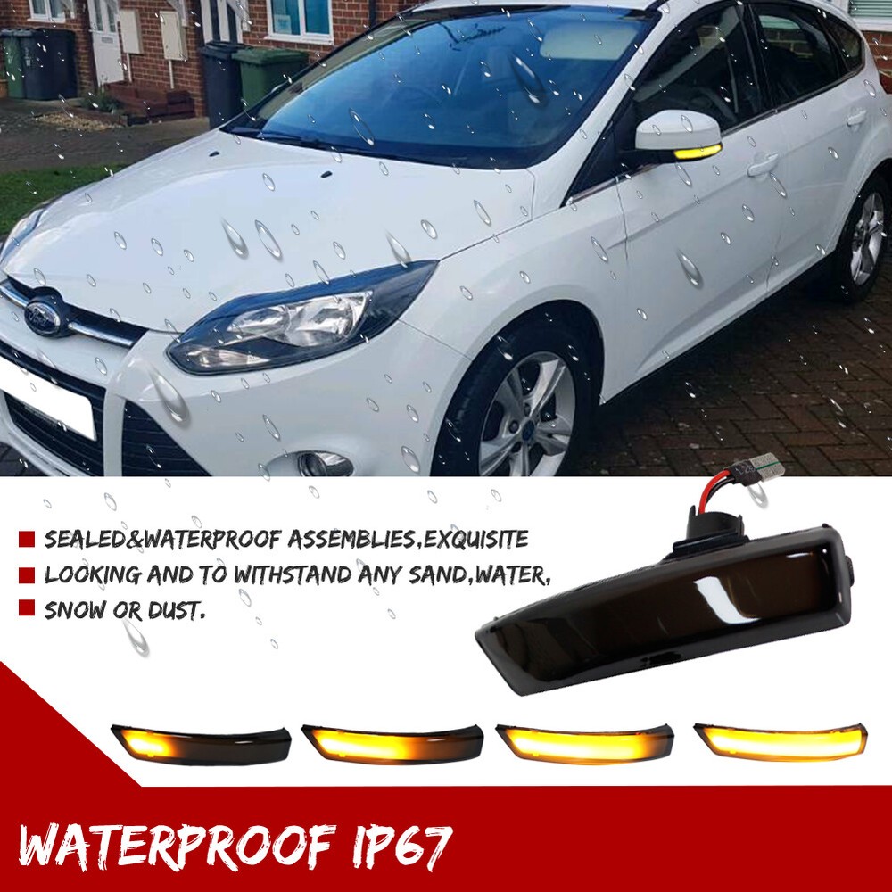 For Ford 2008-2012 Focus MK2 MK4 Sequential LED Side Mirror Signal Lights 2X