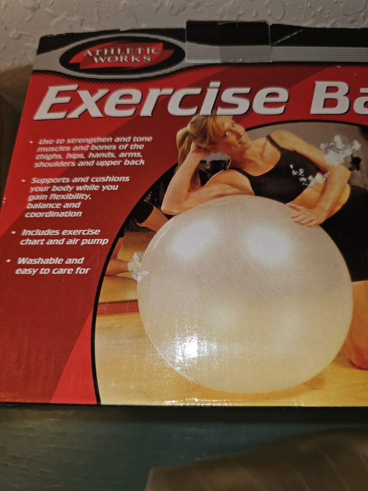 Athletic Works Exercise Ball W/Pump & Paperwork-Original Box New