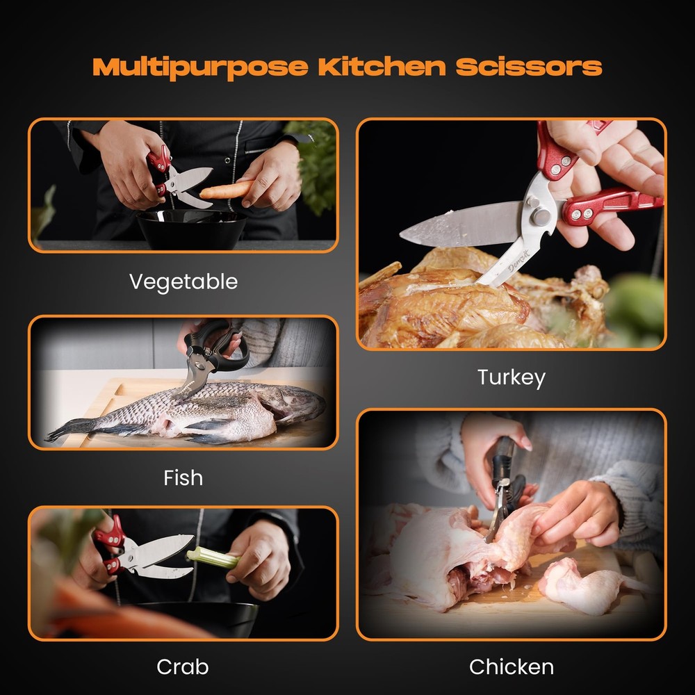 Heavy Duty Poultry Shears – Kitchen Scissors for Meat, Chicken, Turkey, and V...