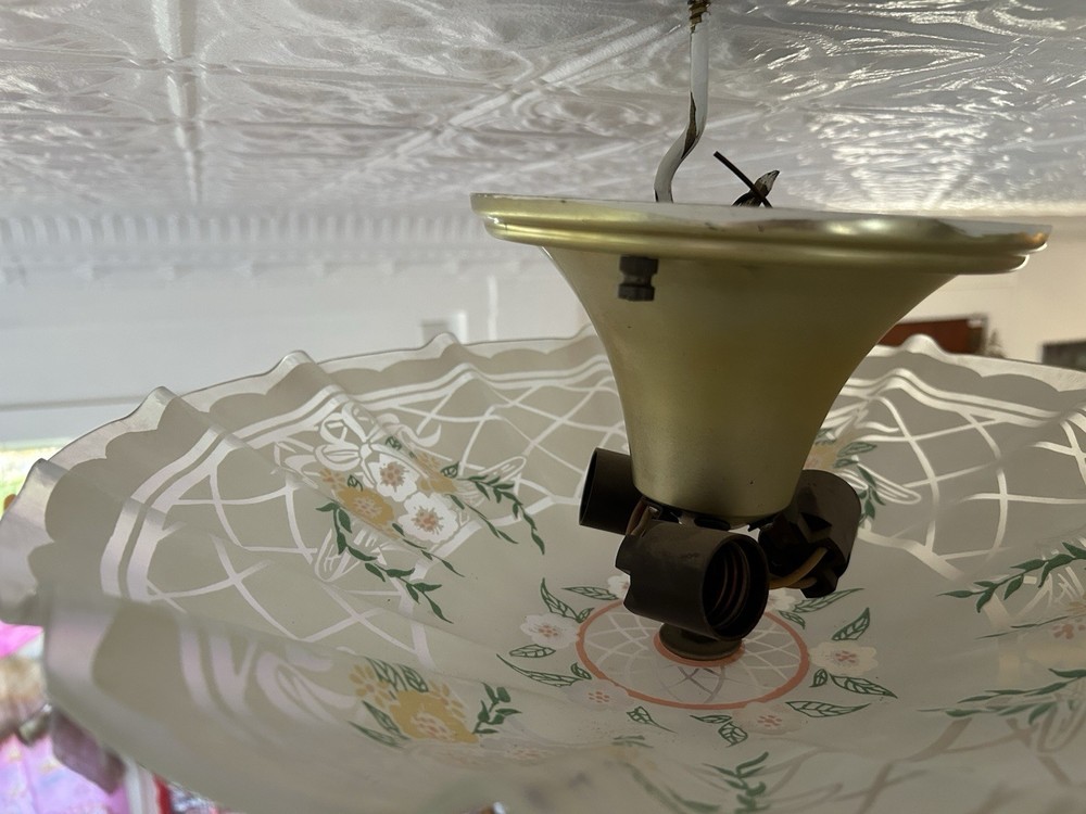 Art Deco 3 Light Glass Floral Globe Ceiling Mount