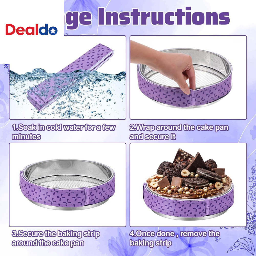 4 Pcs Cake Strips for Even Baking Cake Pan Dampen Strips Absorbent Thick Baking