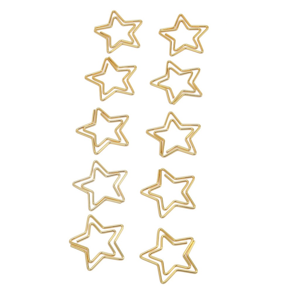 100pcs Star Paper Clips Skid Resistance Plating Process Rust Resistant Cute