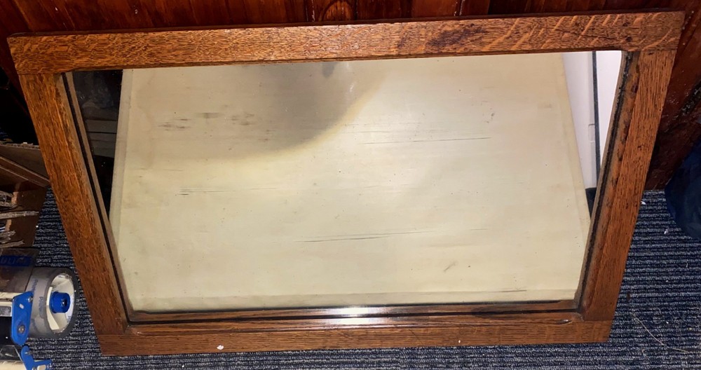 26.5"x 16.5 Rectangle OAK FRAME MIRROR Refinished