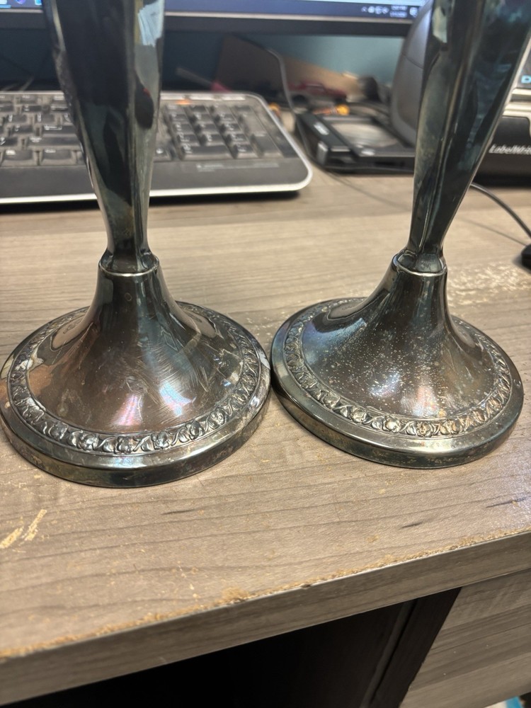 silverplate candlesticks 9"