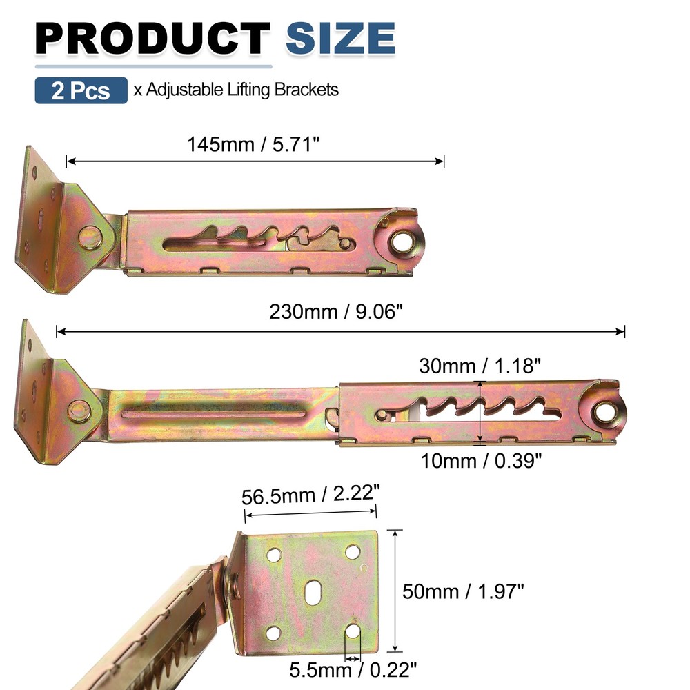 2Pcs 5-Gear Adjustable Angle Hinge, Square Single End Color Zinc
