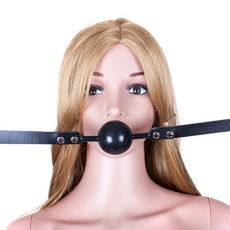 Binding PU Leather 48mm Large Solid Silicone Open Mouth Gags Oral Harness Lock