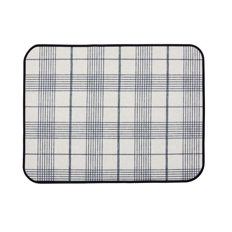Dish Dry Mat Weston Plaid Absorbent Microfiber Reversible Non-Slip Kitchen Mat
