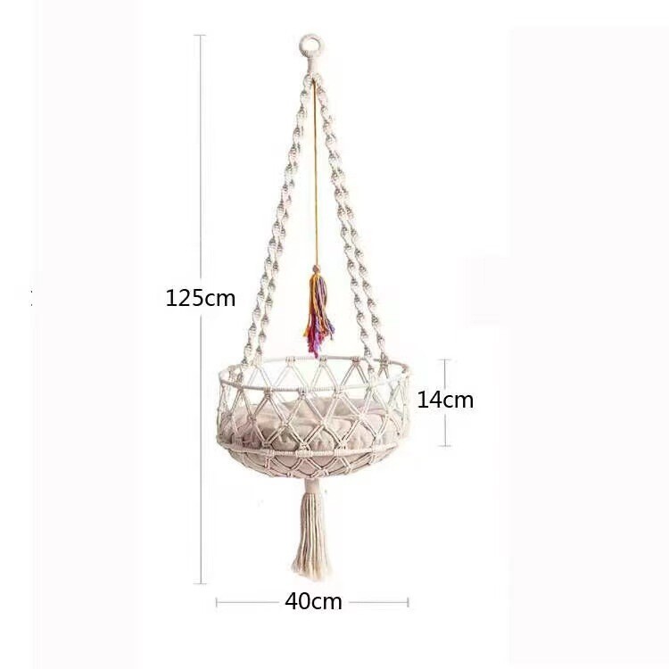 Hand-woven cat window perch bed with hanging kit for sleeping in hammock