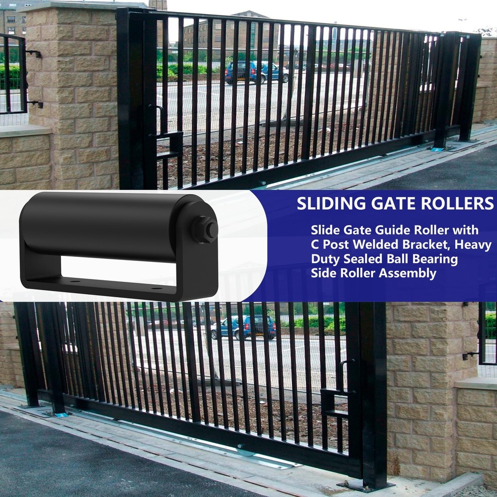 2Pack Slide Gate Guide Roller with Post Welded Bracket，6" Hard Nylon Sliding ...