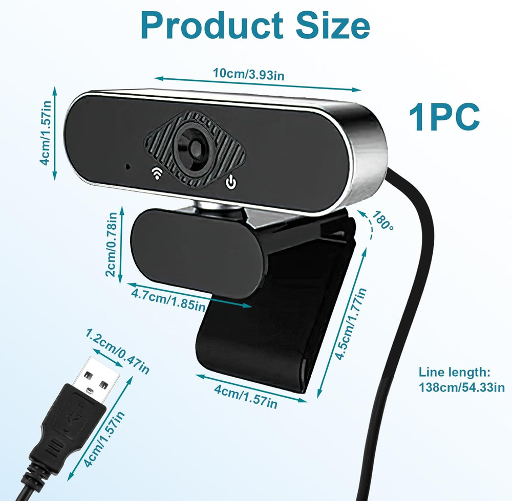 1080P Full HD USB Webcam for PC Desktop,Laptop Web Camera with Microphone LOT