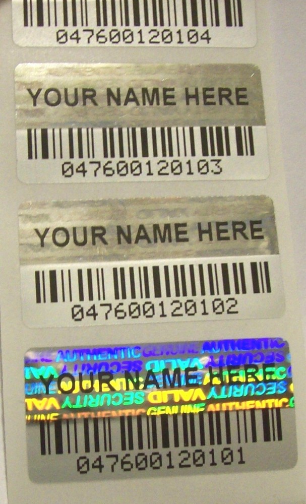 100 BCc Custom Print BARCODE Security Hologram Tamper Evident Label Stickers
