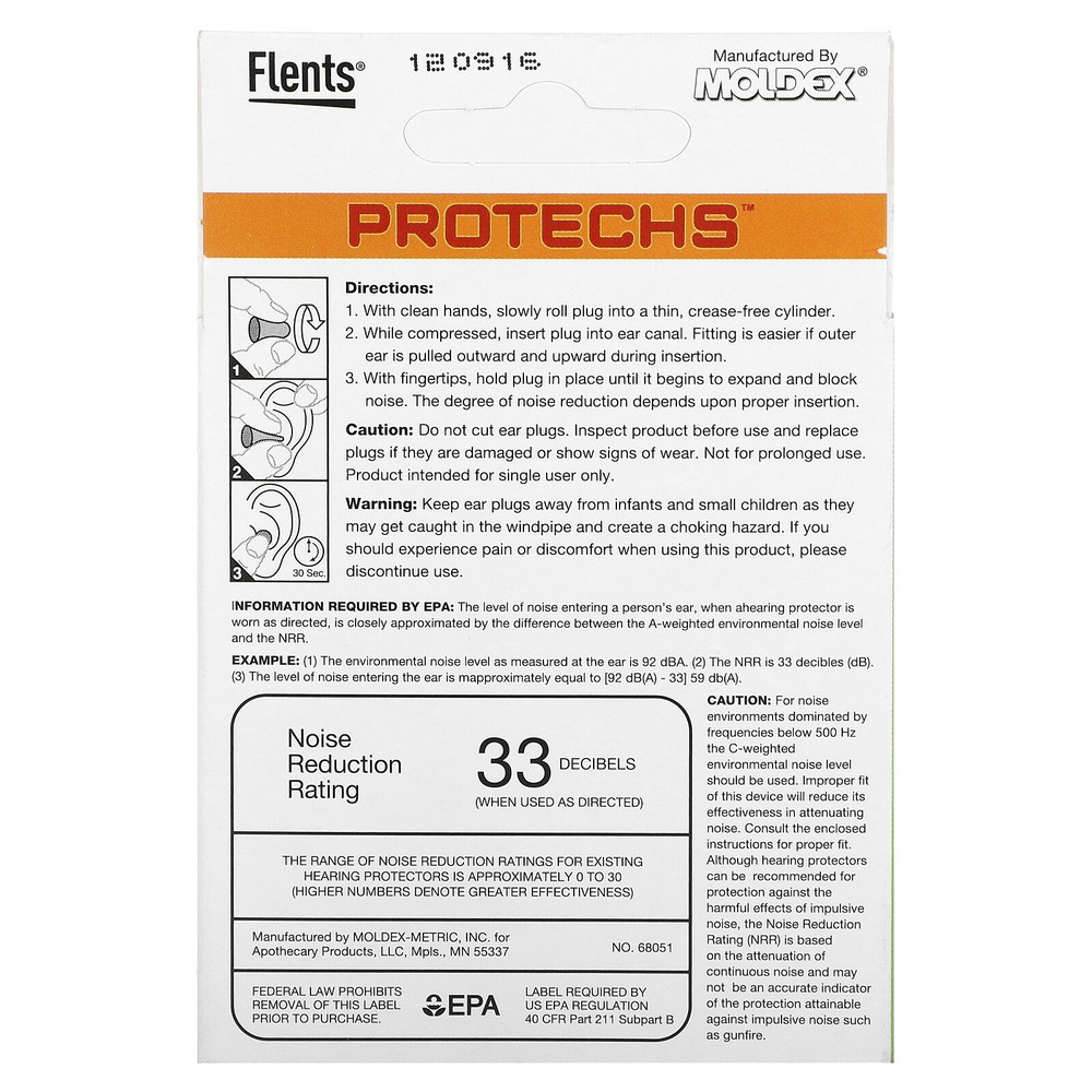 Protechs, Work Ear Plugs, 8 Pair with Case
