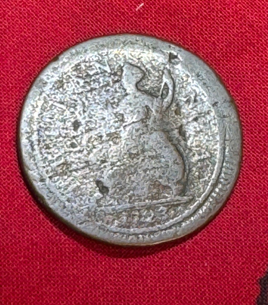 **Authentic 1723 Issue George I, Pre-Revolutionary War Halfpenny