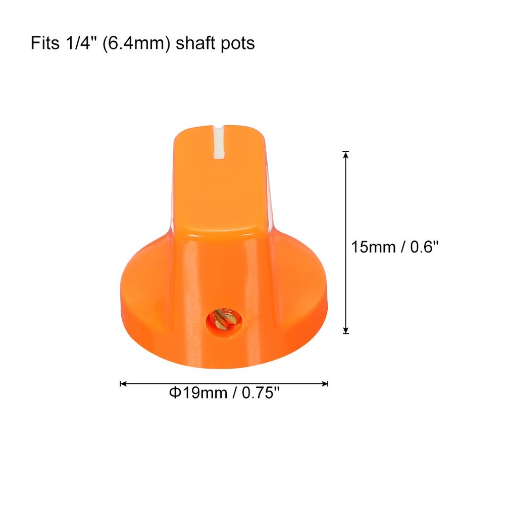 2Pcs 6.4mm Shaft Hole Pedal Knobs Pointer Control Knobs with Set Screw Orange