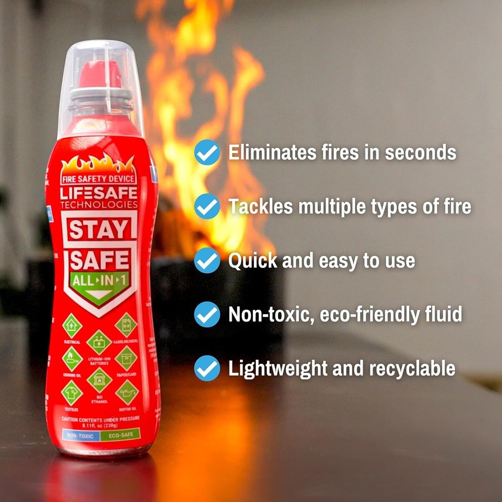 Multi-Purpose Fire Extinguisher for Lithium-Ion & Electrical Fires - Easy & Safe