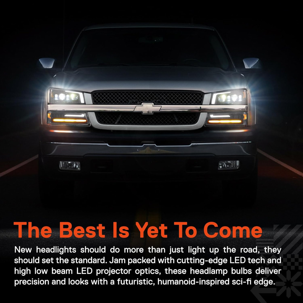 Full LED Headlight Assembly Replacement for Chevrolet 2003-2006 Chevy Silverado