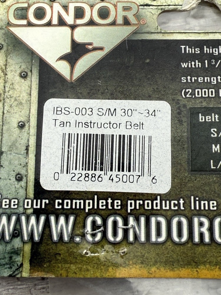 Condor Instructor Belt - Tan - S/m -l