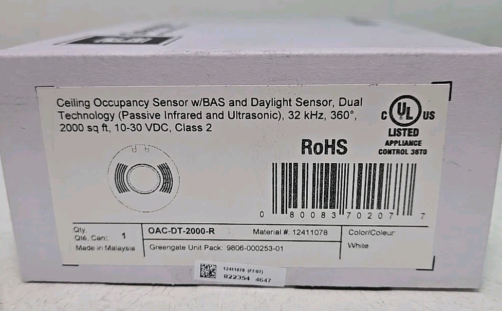 Greengate Cooper OAC-DT-2000-R Ceiling Occupancy w/Daylight Sensor,Passive White