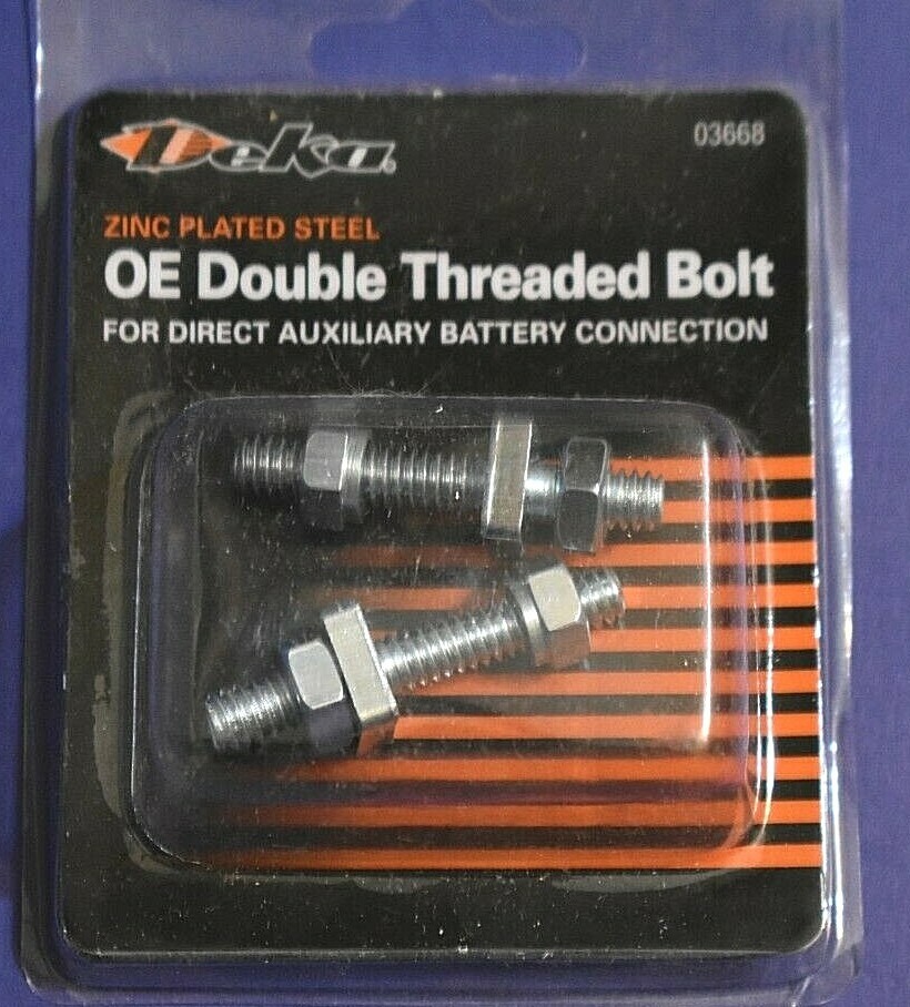 2 Top Post Battery 1/4-20" Double Threaded Terminal Bolts For Add On Accessory