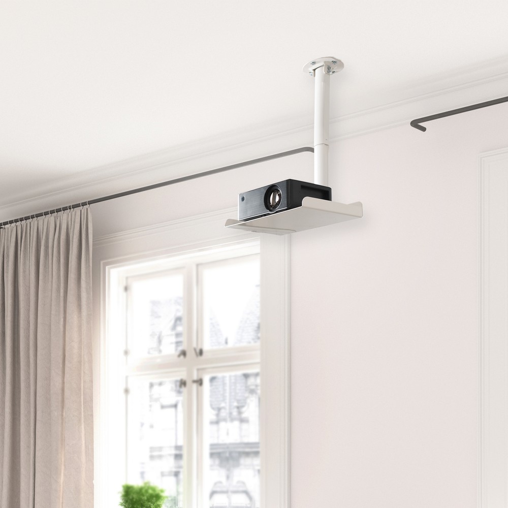 VIVO White Universal Ceiling Extending Projector Tray, Height Adjustable
