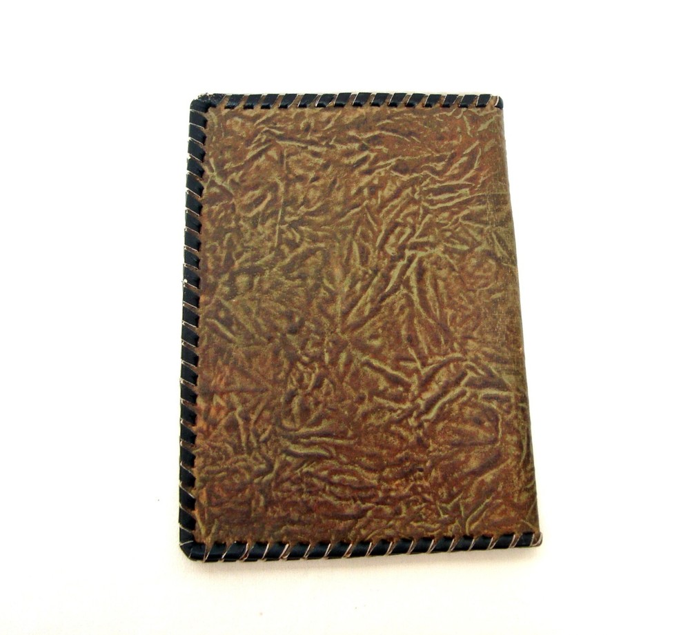 Vintage tooled leather folder Small book-cover