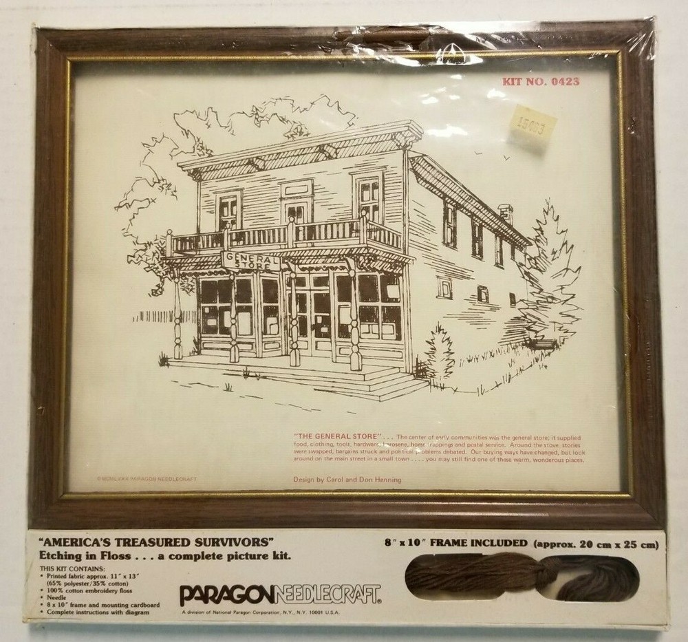 Paragon Needlecraft THE GENERAL STORE Needlework Kit Includes Frame 0423 NOS