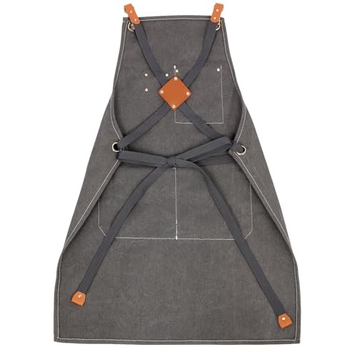 Multi-Functional Men's Tool Apron, Multi-Pocket Canvas Apron, Dark Grey